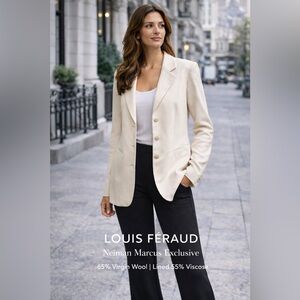 Louis Féraud Neiman Marcus Exclusive Wool Blazer Ivory Size 10